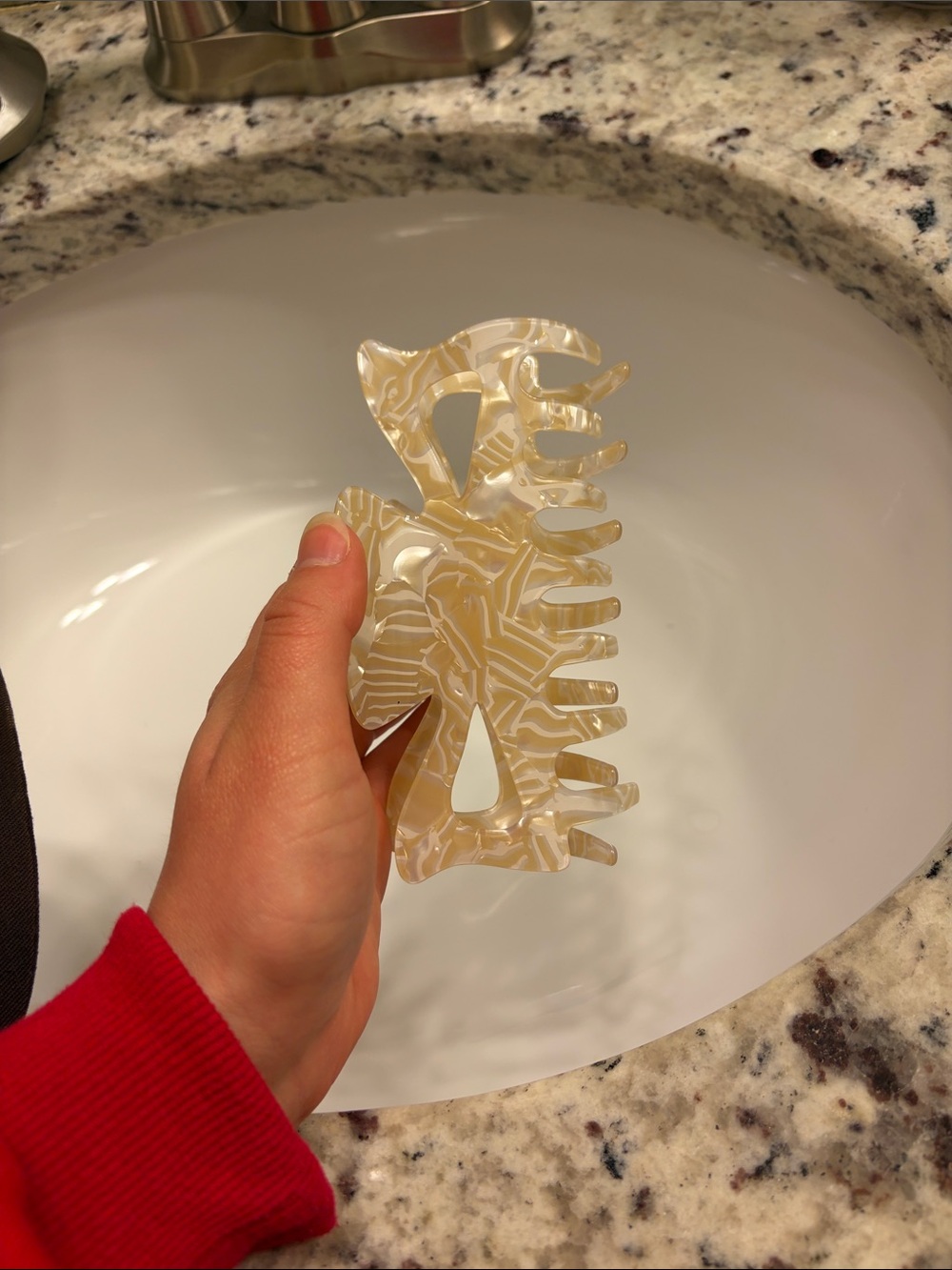 Pearlized Beige Acrylic Hair Claw Clip